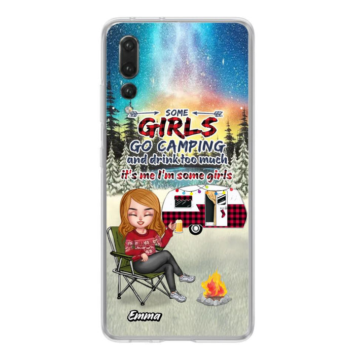 Personalized Xmas Camping Girl Phone Case - Christmas Gift For Camping Lover - Up to 3 Dogs - Some Girls Go Camping And Drink Too Much - Case For Xiaomi, Oppo And Huawei