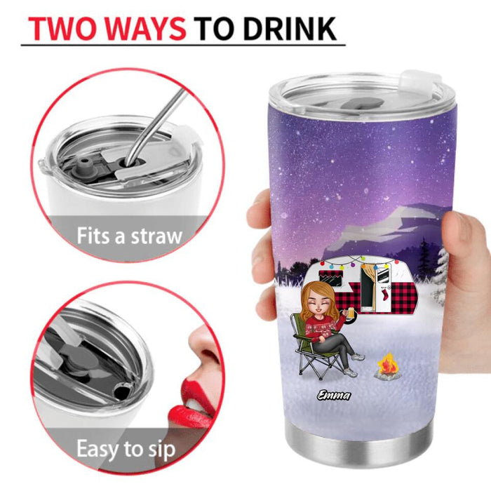 Personalized Xmas Camping Queen Tumbler - Girl With Up to 4 Dogs - Gift Idea For Camping Lover - Camping Queen Classy Sassy And A Bit Smart Assy