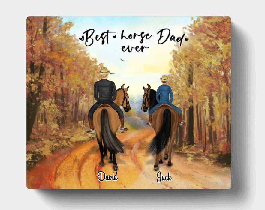 Personalized Riding Horse Canvas - Gift For Father's Day From Daughter and Son - Best Horse Dad Ever