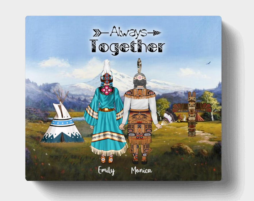 Personalized Native American Canvas - Gift Idea For Daughter To Mom - Native American Mother Up to 2 Daughters - We Are Beautiful , We Are Proud
