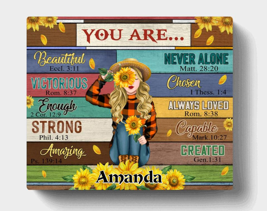 Personalized Sunflower Girl Canvas - You Are Beautiful - AJXGZC