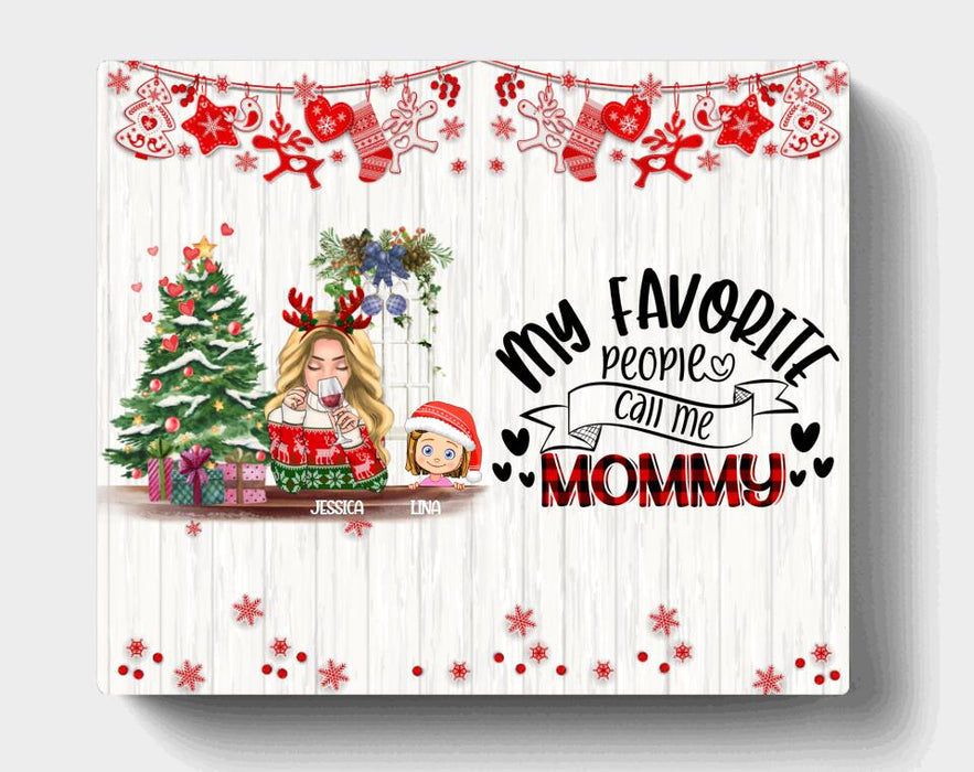 Personalized Mommy And Kids Xmas Canvas - Mom With Up to 5 Kids - Christmas Gift For Mom - T1IGHH