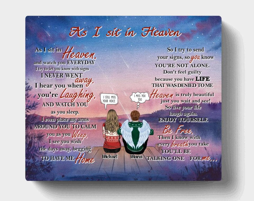 Personalized Memorial Canvas - Up to 4 People & 2 Pets - As I Sit In Heaven