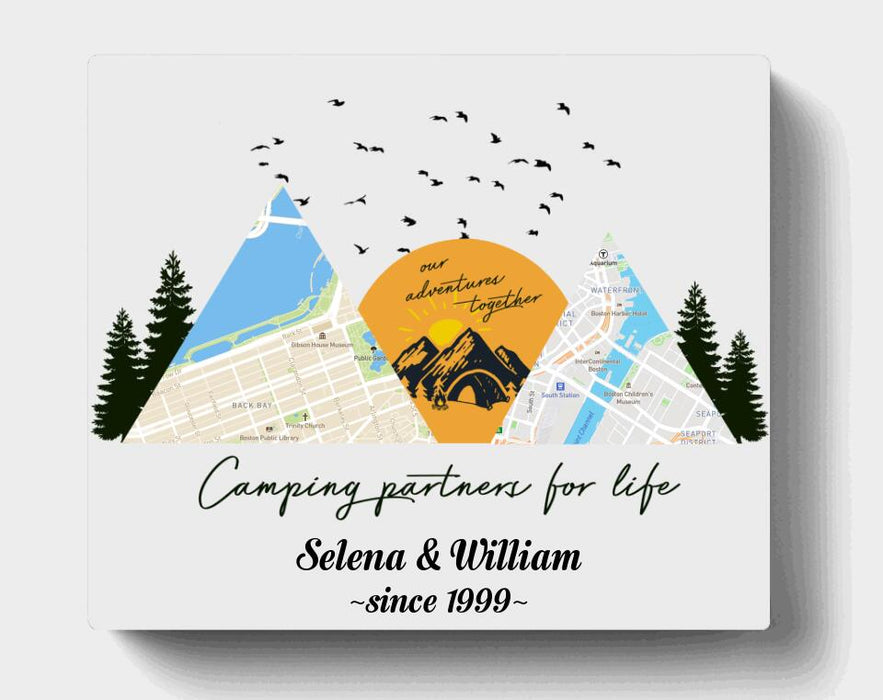 Personalized Camping Map Canvas - Up to 6 Maps - Best Gift For Camping Lovers - Life Is Better When You Adventure Together