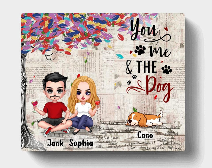 Personalized Couple And Dogs Canvas - Up to 5 Dogs - Best Gift For Couple/Dog Lovers - You And Me & The Dogs