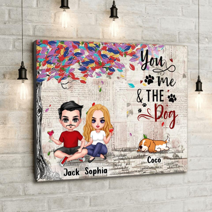 Personalized Couple And Dogs Canvas - Up to 5 Dogs - Best Gift For Couple/Dog Lovers - You And Me & The Dogs