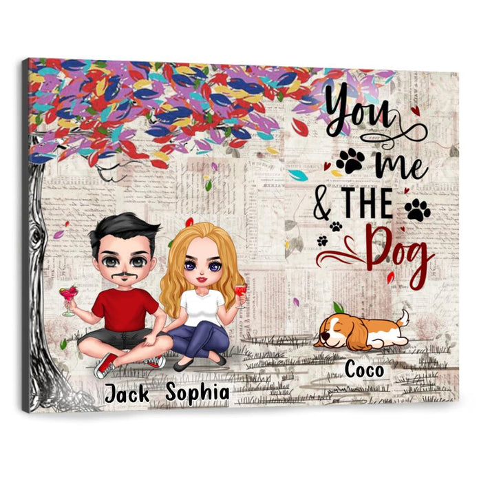 Personalized Couple And Dogs Canvas - Up to 5 Dogs - Best Gift For Couple/Dog Lovers - You And Me & The Dogs