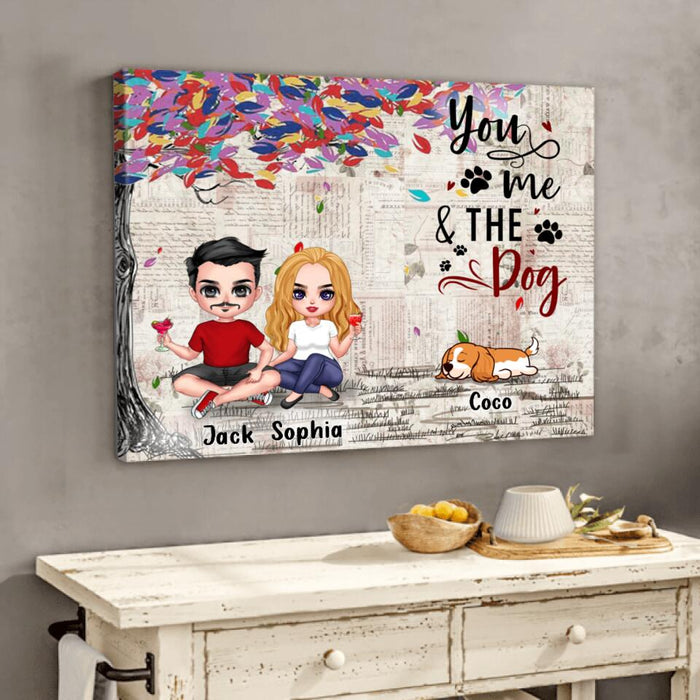 Personalized Couple And Dogs Canvas - Up to 5 Dogs - Best Gift For Couple/Dog Lovers - You And Me & The Dogs