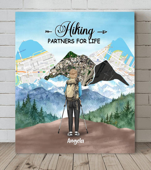 Personalized Hiking Canvas - Adult/Couple/Parents With Up to 3 Kids - Gift Idea For Hiking Lover - Hiking Partners For Life