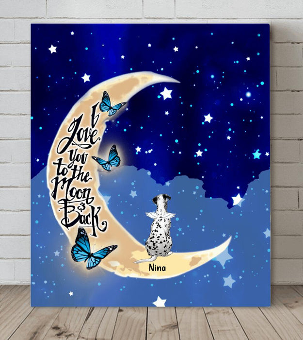 Personalized Memorial Pet Canvas - Up to 5 Pets - Best Gift For Dog/Cat Lover - I Love You To The Moon & Back