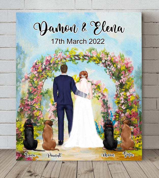 Personalized Wedding Canvas - Wedding Gift For Couple - Up to 4 Dogs