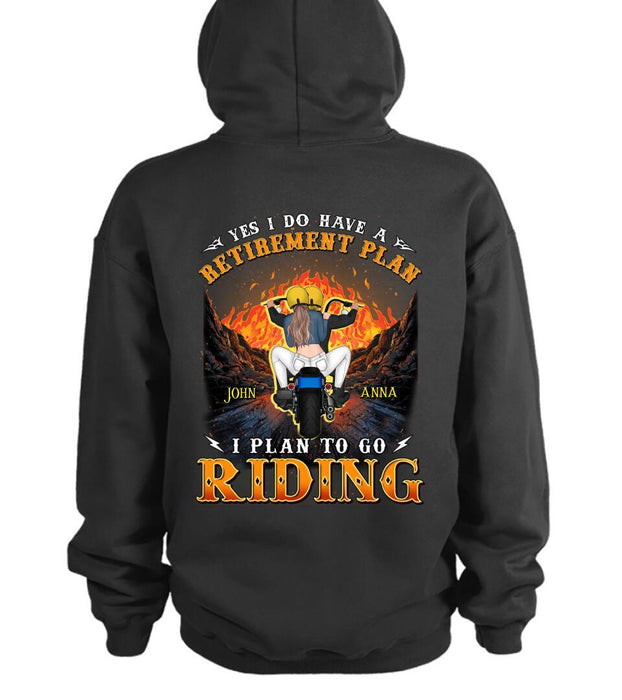 Personalized Riding Couple T-shirt/Hoodie - Gift Idea For Couple/Christmas/Retirement Gift - Yes I Do Have A Retirement Plan I Plan To Go Riding