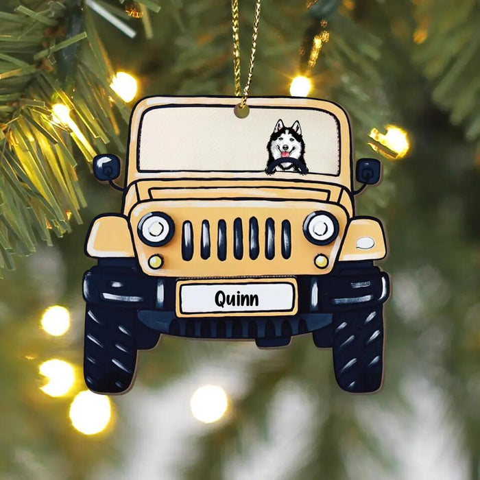 Personalized Off-Road Wooden Ornament - Up to 4 Pets - Christmas Gift idea for Dog/Cat/Off-road Lovers
