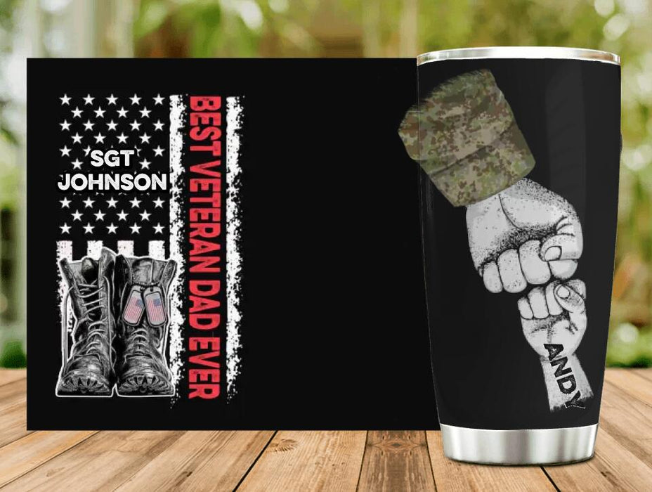 Personalized Veteran Dad Tumbler - Up to 6 Kids - Gift Idea For Father's Day/Veterans Day - Best Veteran Dad Ever
