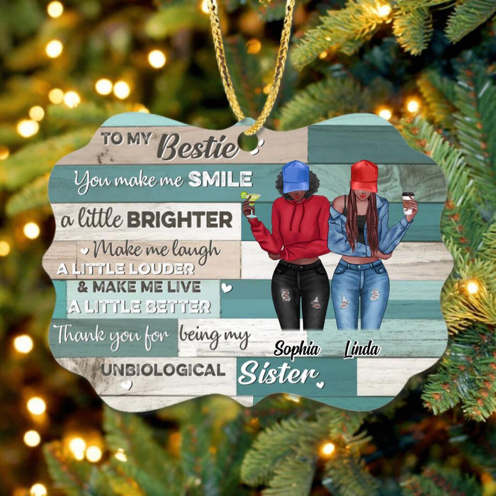 Personalized Bestie Rectangle Wooden Ornament - Gift Idea For Best Friends - To My Bestie, You Make Me Smile A Little Brighter