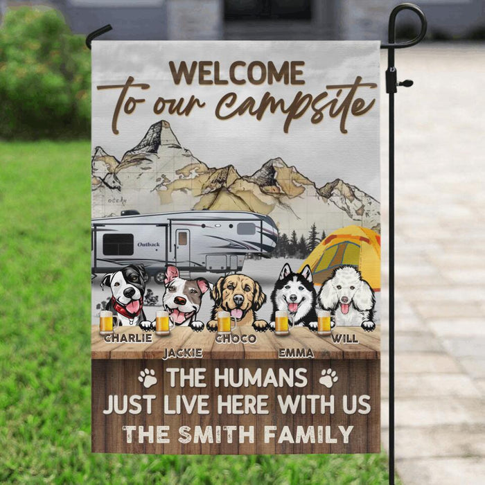 Personalized Dog & Camping Flag Sign - Up to 5 Dogs - Gift Idea For Dog Lover/Camping Lover - Welcome To Our Campsite