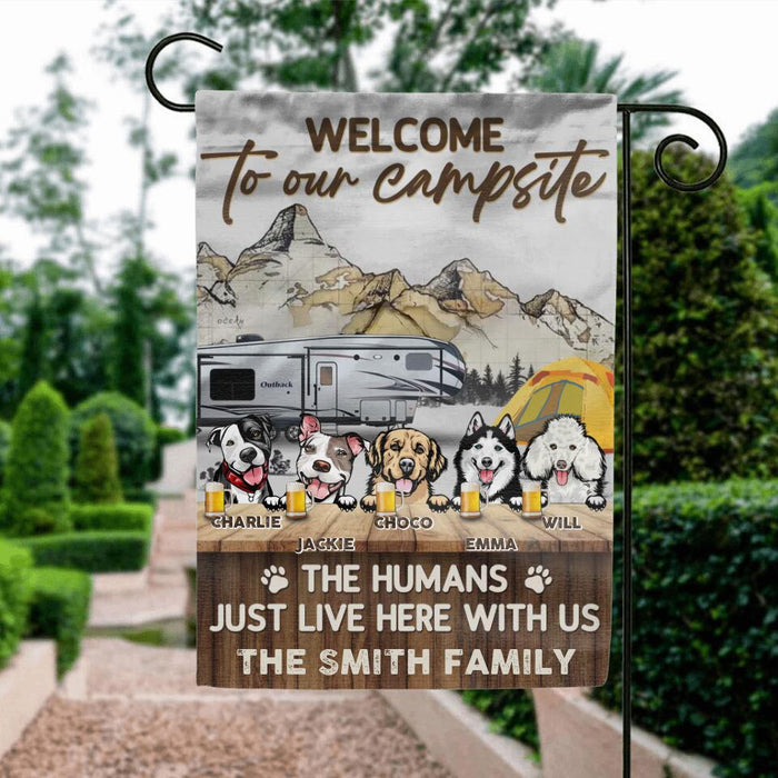 Personalized Dog & Camping Flag Sign - Up to 5 Dogs - Gift Idea For Dog Lover/Camping Lover - Welcome To Our Campsite