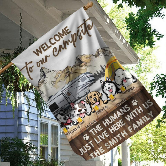 Personalized Dog & Camping Flag Sign - Up to 5 Dogs - Gift Idea For Dog Lover/Camping Lover - Welcome To Our Campsite
