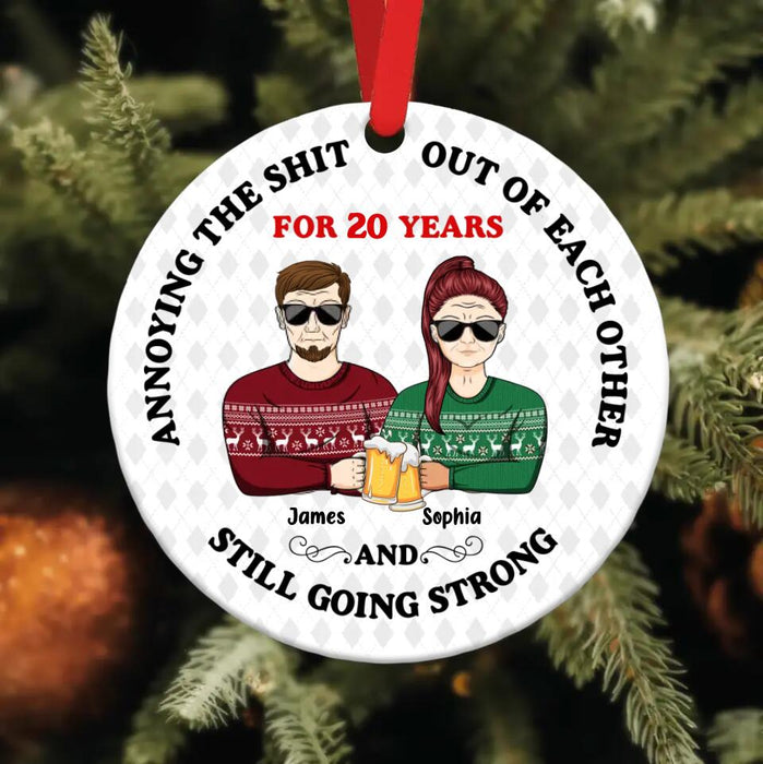 Personalized Couple Wooden Ornament - Christmas Gift For Married Couples - Annoying Each Other