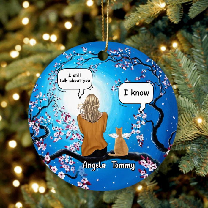 Personalized Memorial Cat Circle Wooden Ornament - Up to 3 Cats - Memorial Gift Idea For Cat Lovers