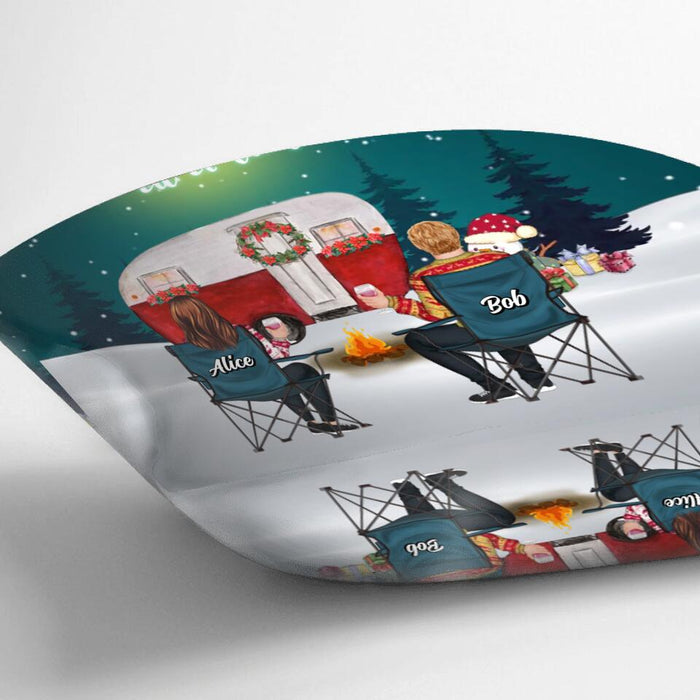 Personalized Xmas Camping Quilt/Fleece Blanket/Pillow Cover - Adult/Couple/Parents with Up to 3 Pets - Christmas Gift Idea For Couple/Camping Lovers - Making Memories One Campsite At A Time