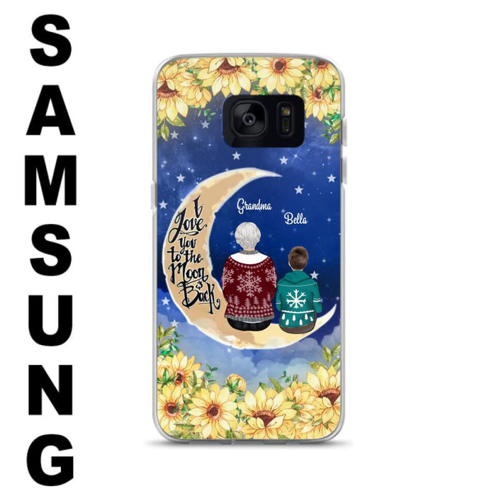Personalized Grandma & Grandchilds Sitting On Moon Phone Case - Up to 3 Kids - Gift Idea For Grandma - I Love You To The Moon And Back - Cases For iPhone & Samsung