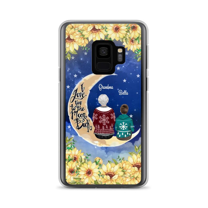 Personalized Grandma & Grandchilds Sitting On Moon Phone Case - Up to 3 Kids - Gift Idea For Grandma - I Love You To The Moon And Back - Cases For iPhone & Samsung
