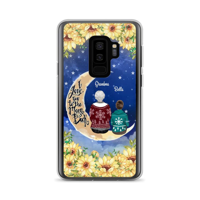 Personalized Grandma & Grandchilds Sitting On Moon Phone Case - Up to 3 Kids - Gift Idea For Grandma - I Love You To The Moon And Back - Cases For iPhone & Samsung