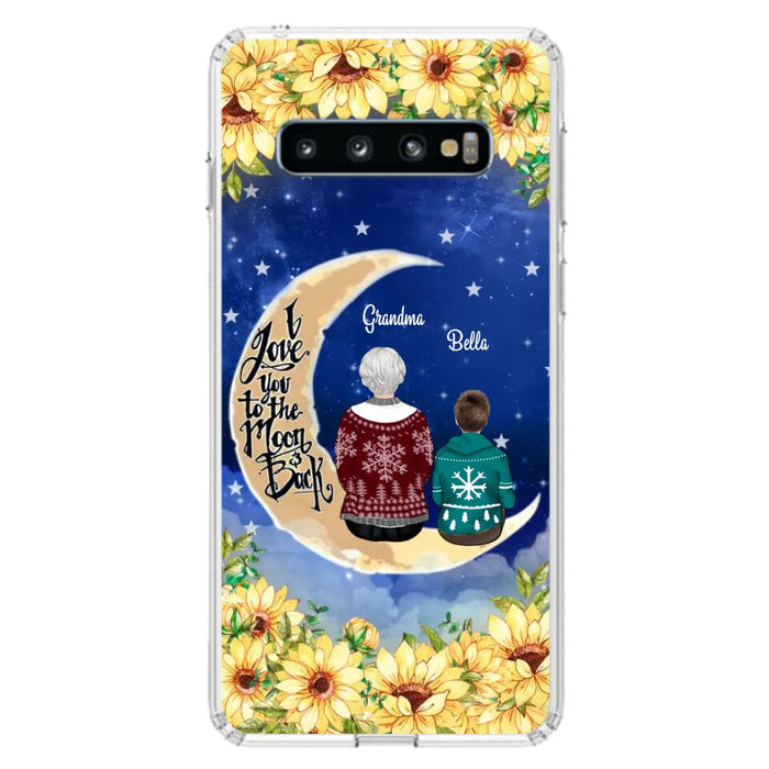 Personalized Grandma & Grandchilds Sitting On Moon Phone Case - Up to 3 Kids - Gift Idea For Grandma - I Love You To The Moon And Back - Cases For iPhone & Samsung
