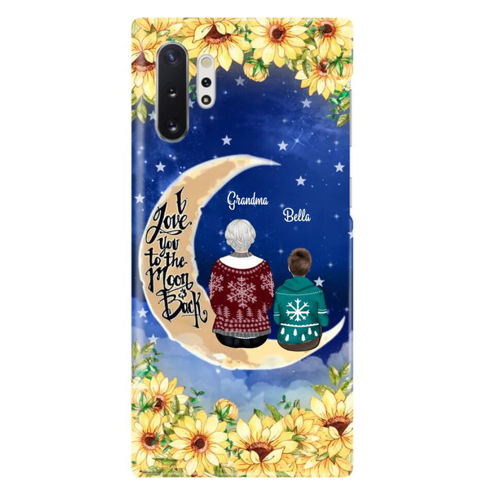 Personalized Grandma & Grandchilds Sitting On Moon Phone Case - Up to 3 Kids - Gift Idea For Grandma - I Love You To The Moon And Back - Cases For iPhone & Samsung
