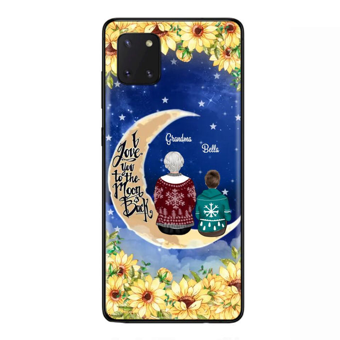 Personalized Grandma & Grandchilds Sitting On Moon Phone Case - Up to 3 Kids - Gift Idea For Grandma - I Love You To The Moon And Back - Cases For iPhone & Samsung