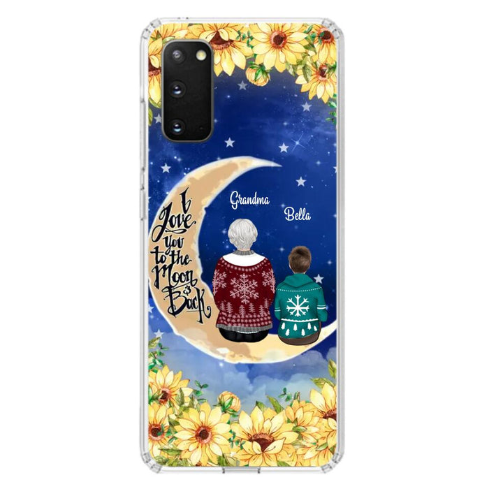 Personalized Grandma & Grandchilds Sitting On Moon Phone Case - Up to 3 Kids - Gift Idea For Grandma - I Love You To The Moon And Back - Cases For iPhone & Samsung