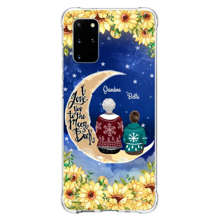 Personalized Grandma & Grandchilds Sitting On Moon Phone Case - Up to 3 Kids - Gift Idea For Grandma - I Love You To The Moon And Back - Cases For iPhone & Samsung