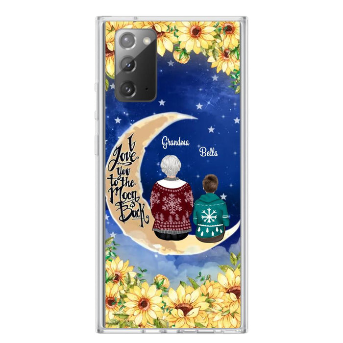 Personalized Grandma & Grandchilds Sitting On Moon Phone Case - Up to 3 Kids - Gift Idea For Grandma - I Love You To The Moon And Back - Cases For iPhone & Samsung
