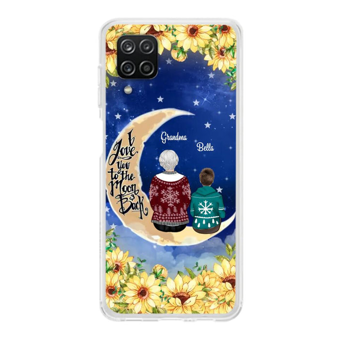 Personalized Grandma & Grandchilds Sitting On Moon Phone Case - Up to 3 Kids - Gift Idea For Grandma - I Love You To The Moon And Back - Cases For iPhone & Samsung