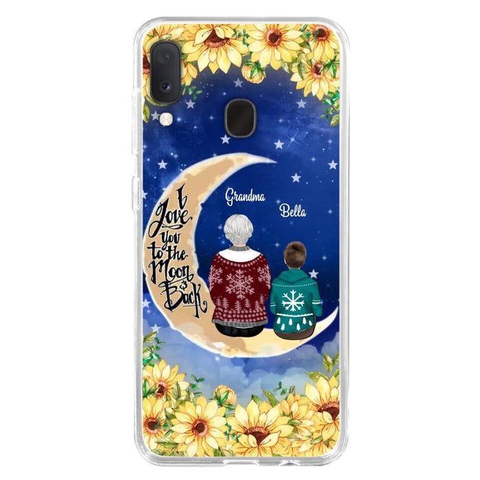 Personalized Grandma & Grandchilds Sitting On Moon Phone Case - Up to 3 Kids - Gift Idea For Grandma - I Love You To The Moon And Back - Cases For iPhone & Samsung