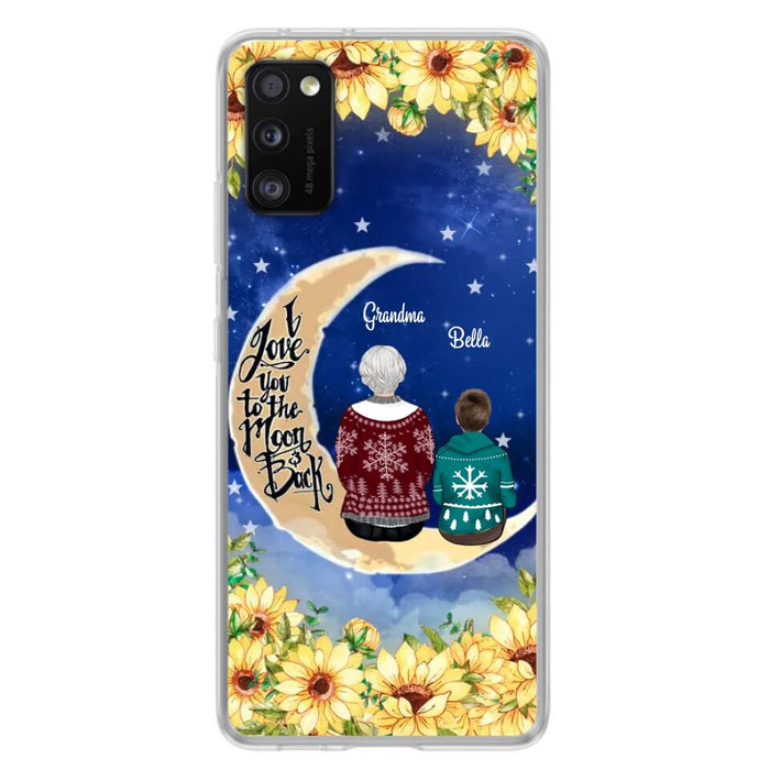 Personalized Grandma & Grandchilds Sitting On Moon Phone Case - Up to 3 Kids - Gift Idea For Grandma - I Love You To The Moon And Back - Cases For iPhone & Samsung