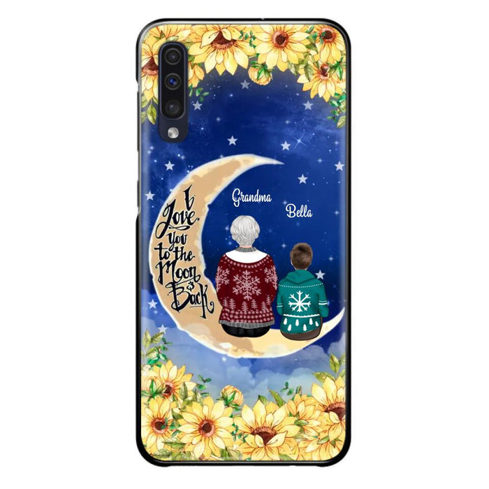 Personalized Grandma & Grandchilds Sitting On Moon Phone Case - Up to 3 Kids - Gift Idea For Grandma - I Love You To The Moon And Back - Cases For iPhone & Samsung