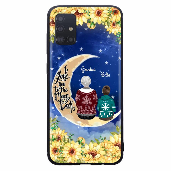 Personalized Grandma & Grandchilds Sitting On Moon Phone Case - Up to 3 Kids - Gift Idea For Grandma - I Love You To The Moon And Back - Cases For iPhone & Samsung