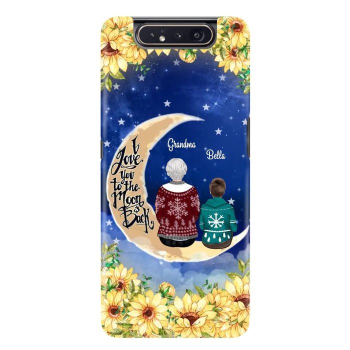 Personalized Grandma & Grandchilds Sitting On Moon Phone Case - Up to 3 Kids - Gift Idea For Grandma - I Love You To The Moon And Back - Cases For iPhone & Samsung