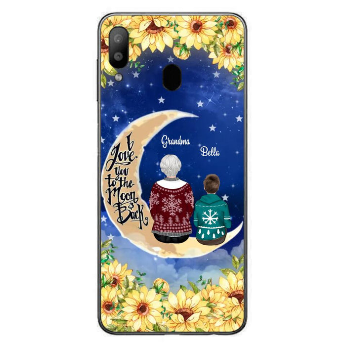 Personalized Grandma & Grandchilds Sitting On Moon Phone Case - Up to 3 Kids - Gift Idea For Grandma - I Love You To The Moon And Back - Cases For iPhone & Samsung