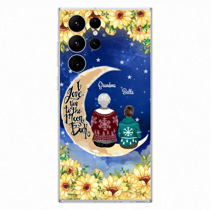 Personalized Grandma & Grandchilds Sitting On Moon Phone Case - Up to 3 Kids - Gift Idea For Grandma - I Love You To The Moon And Back - Cases For iPhone & Samsung