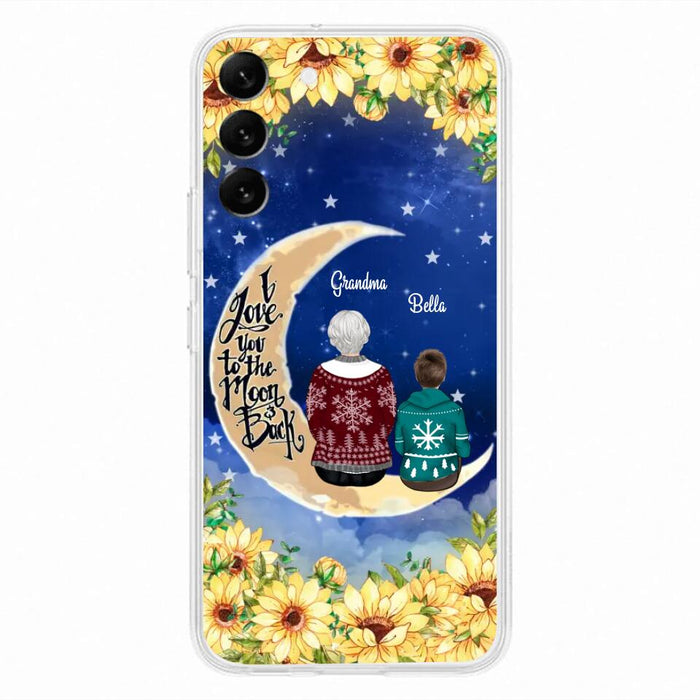 Personalized Grandma & Grandchilds Sitting On Moon Phone Case - Up to 3 Kids - Gift Idea For Grandma - I Love You To The Moon And Back - Cases For iPhone & Samsung