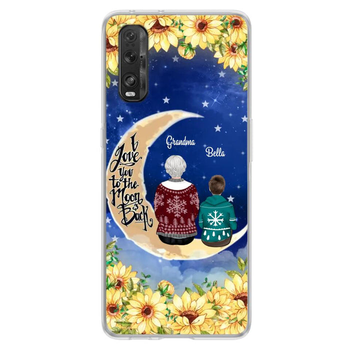 Personalized Grandma & Grandchilds Sitting On Moon Phone Case - Up to 3 Kids - Gift Idea For Grandma - I Love You To The Moon And Back - Cases For Oppo, Xiaomi & Huawei