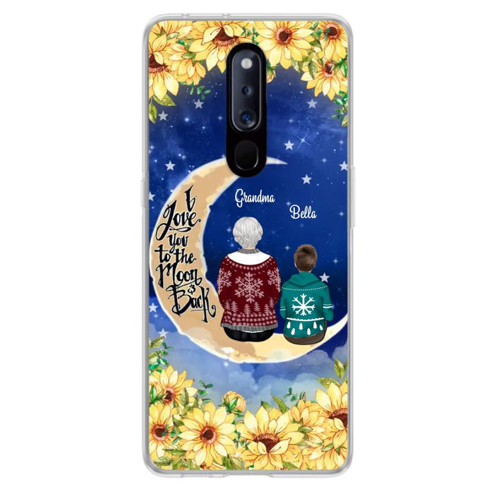 Personalized Grandma & Grandchilds Sitting On Moon Phone Case - Up to 3 Kids - Gift Idea For Grandma - I Love You To The Moon And Back - Cases For Oppo, Xiaomi & Huawei