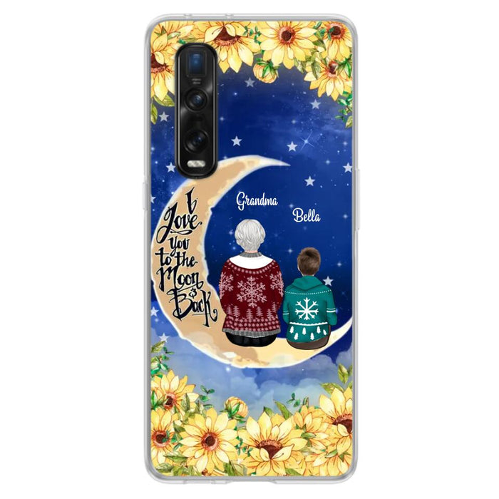 Personalized Grandma & Grandchilds Sitting On Moon Phone Case - Up to 3 Kids - Gift Idea For Grandma - I Love You To The Moon And Back - Cases For Oppo, Xiaomi & Huawei