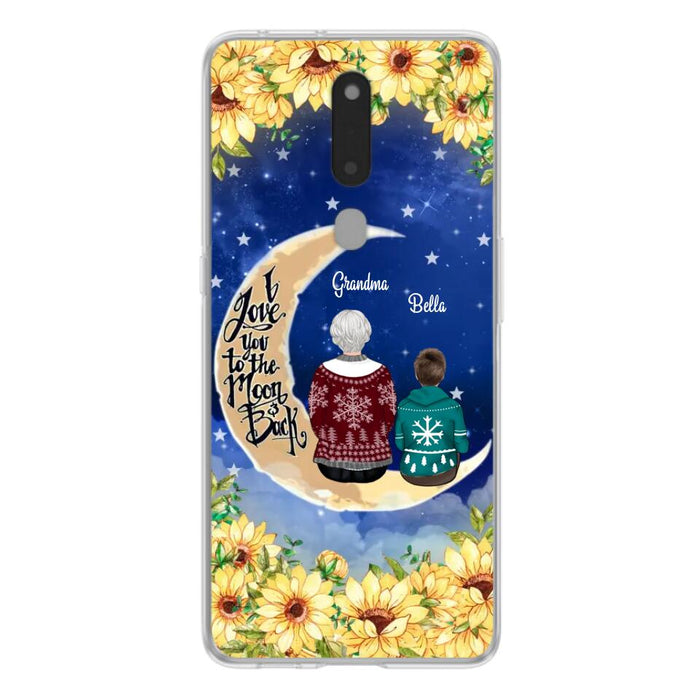 Personalized Grandma & Grandchilds Sitting On Moon Phone Case - Up to 3 Kids - Gift Idea For Grandma - I Love You To The Moon And Back - Cases For Oppo, Xiaomi & Huawei