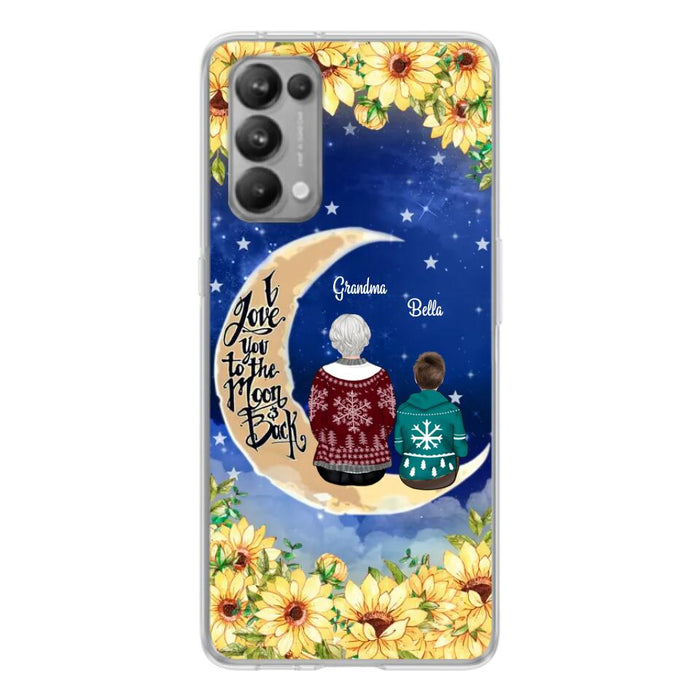 Personalized Grandma & Grandchilds Sitting On Moon Phone Case - Up to 3 Kids - Gift Idea For Grandma - I Love You To The Moon And Back - Cases For Oppo, Xiaomi & Huawei