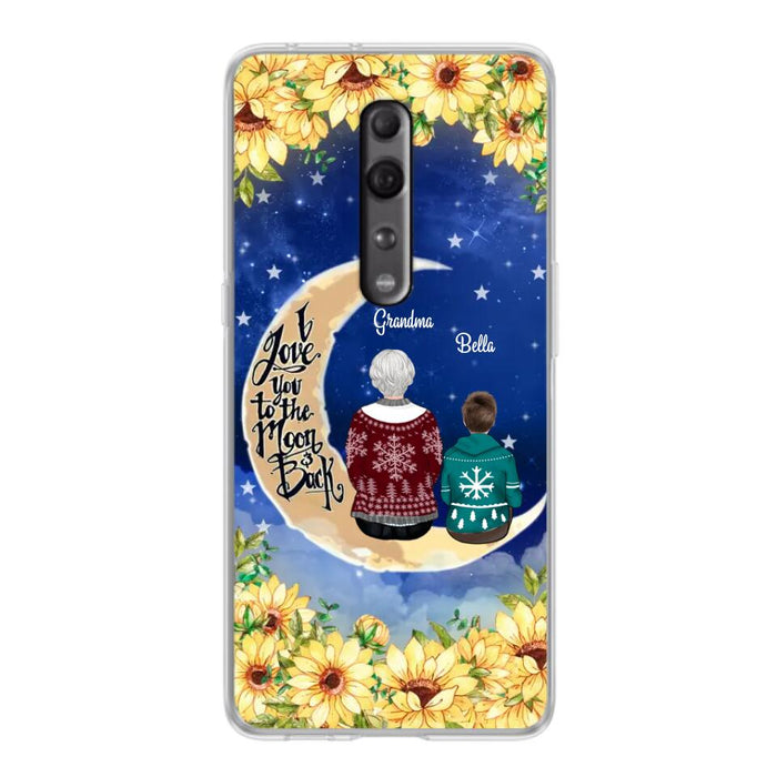 Personalized Grandma & Grandchilds Sitting On Moon Phone Case - Up to 3 Kids - Gift Idea For Grandma - I Love You To The Moon And Back - Cases For Oppo, Xiaomi & Huawei