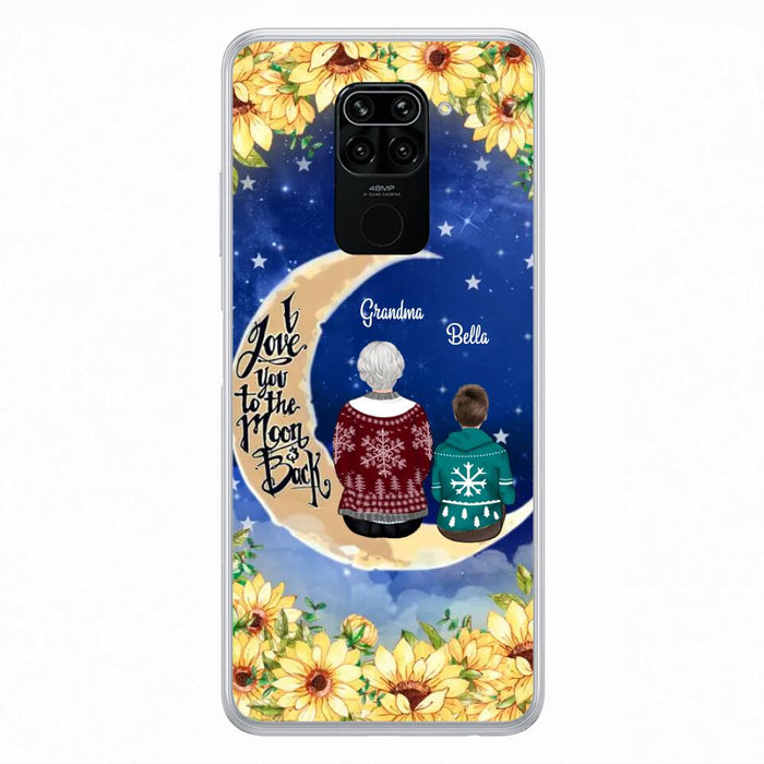 Personalized Grandma & Grandchilds Sitting On Moon Phone Case - Up to 3 Kids - Gift Idea For Grandma - I Love You To The Moon And Back - Cases For Oppo, Xiaomi & Huawei